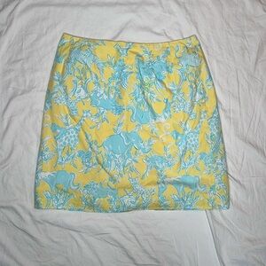 Lilly Pulitzer Midi Skirt Size 10 Sunshine Junkanoo animals blue yellow